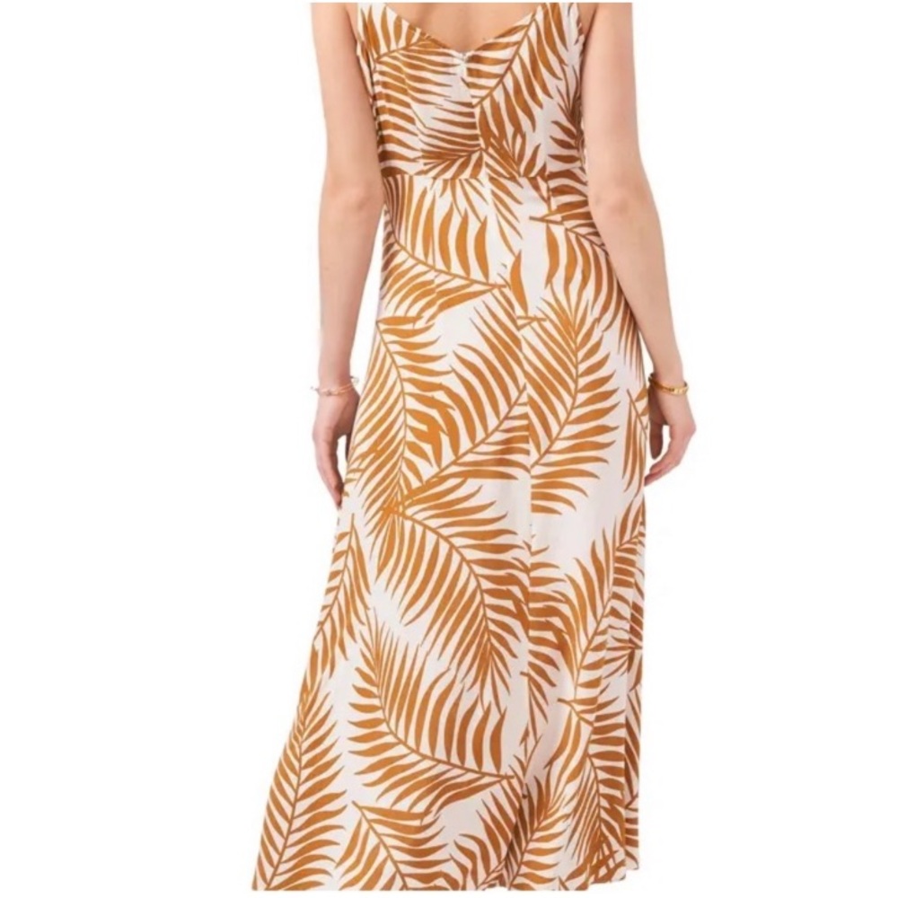 Vince Camuto Palm Print High Waist Tie Front Maxi Silhouette Dress-L - Picture 2 of 11